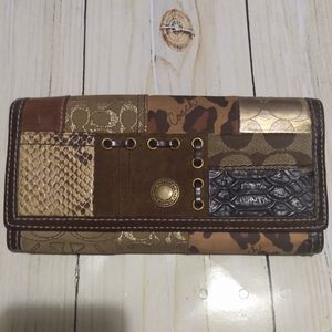 Coach Ocelot Animal Print Patchwork Wallet